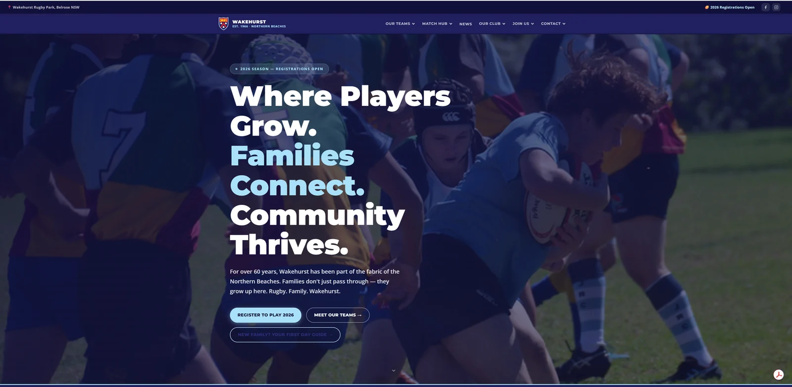The Wakehurst Rugby Club platform, live.